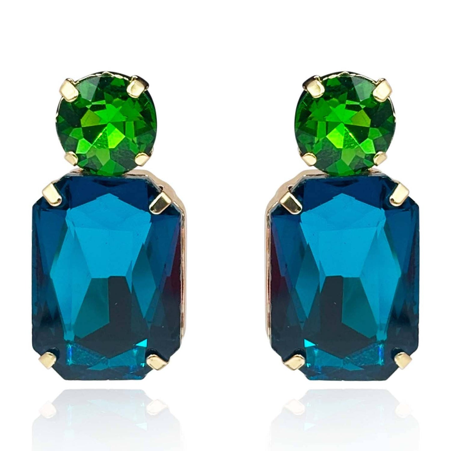 Peacock Blue And Green Tourmaline Drop Earrings