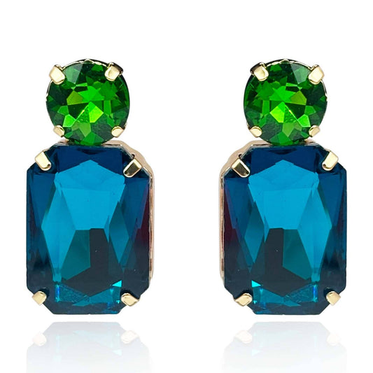 Peacock Blue And Green Tourmaline Drop Earrings
