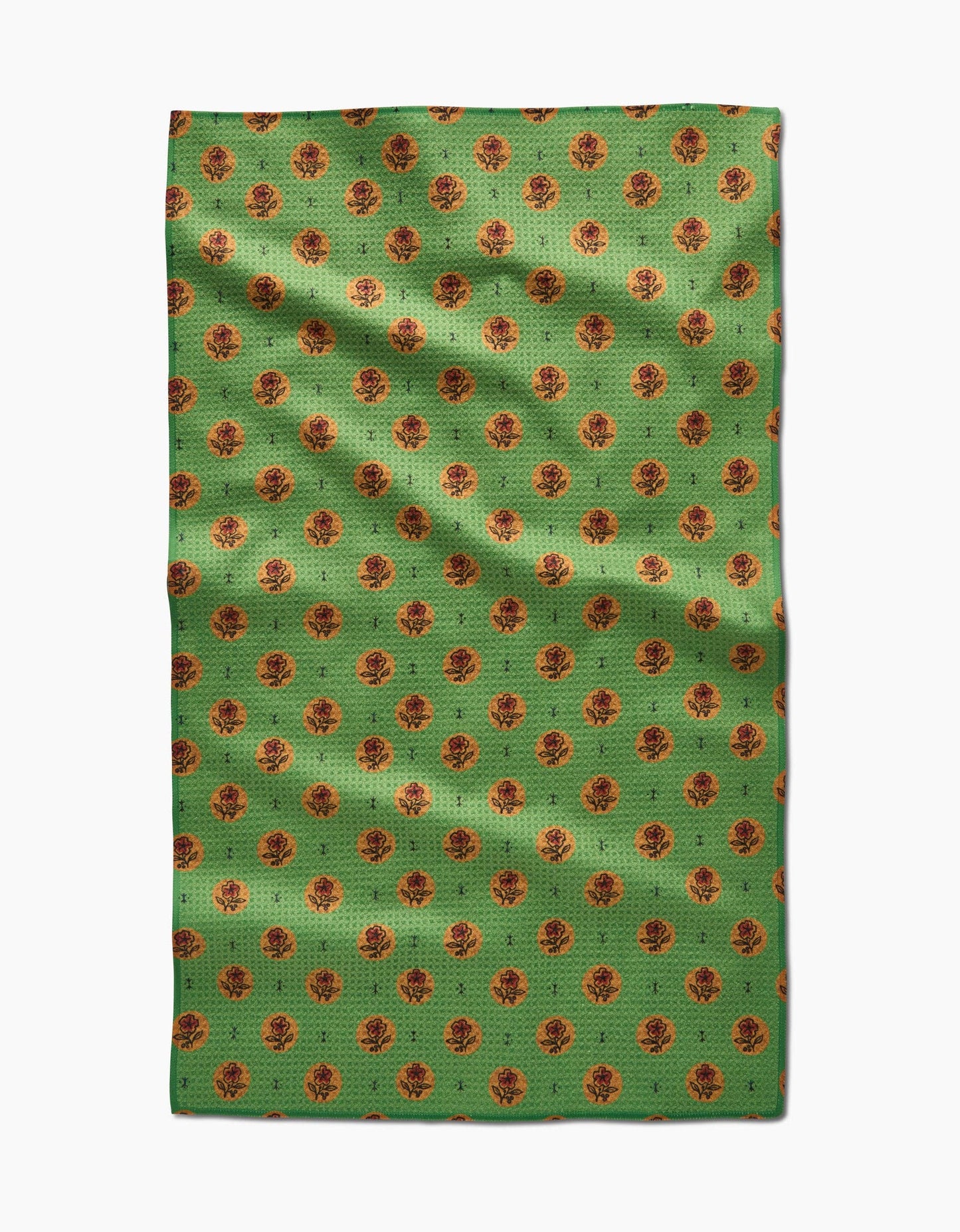 Geometry - Artisanal Floral Green Tea Towel
