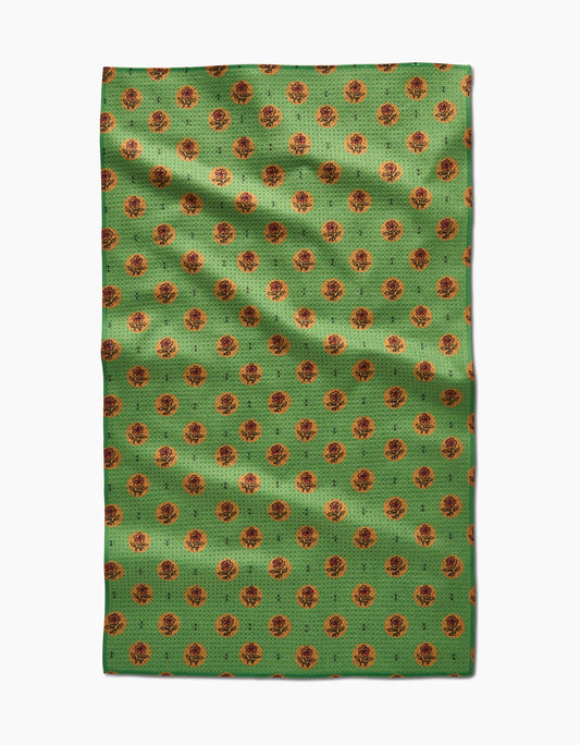 Geometry - Artisanal Floral Green Tea Towel