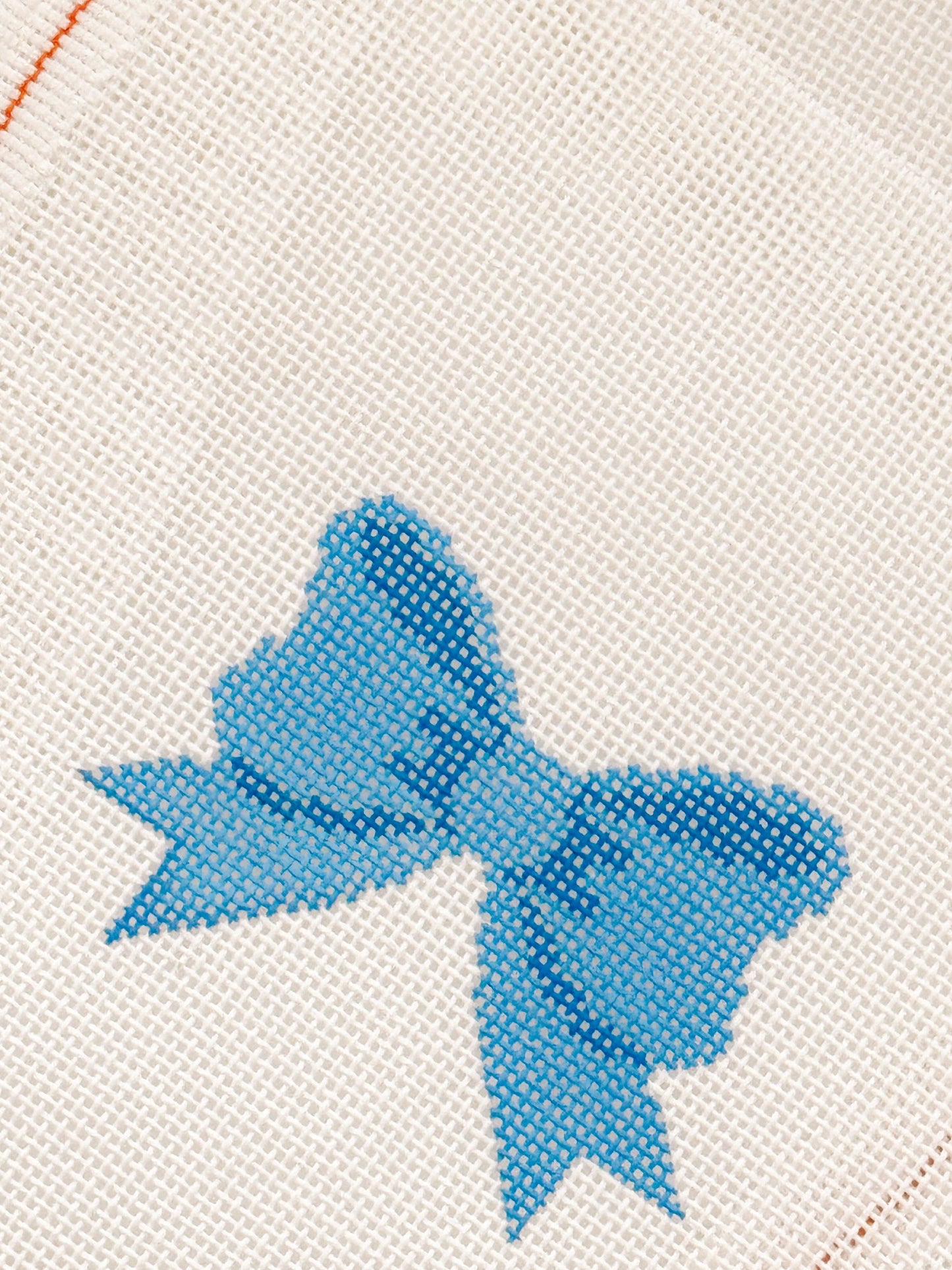Blue Bow Coquette Needlepoint Canvas, 18 Mesh, 2"x3”