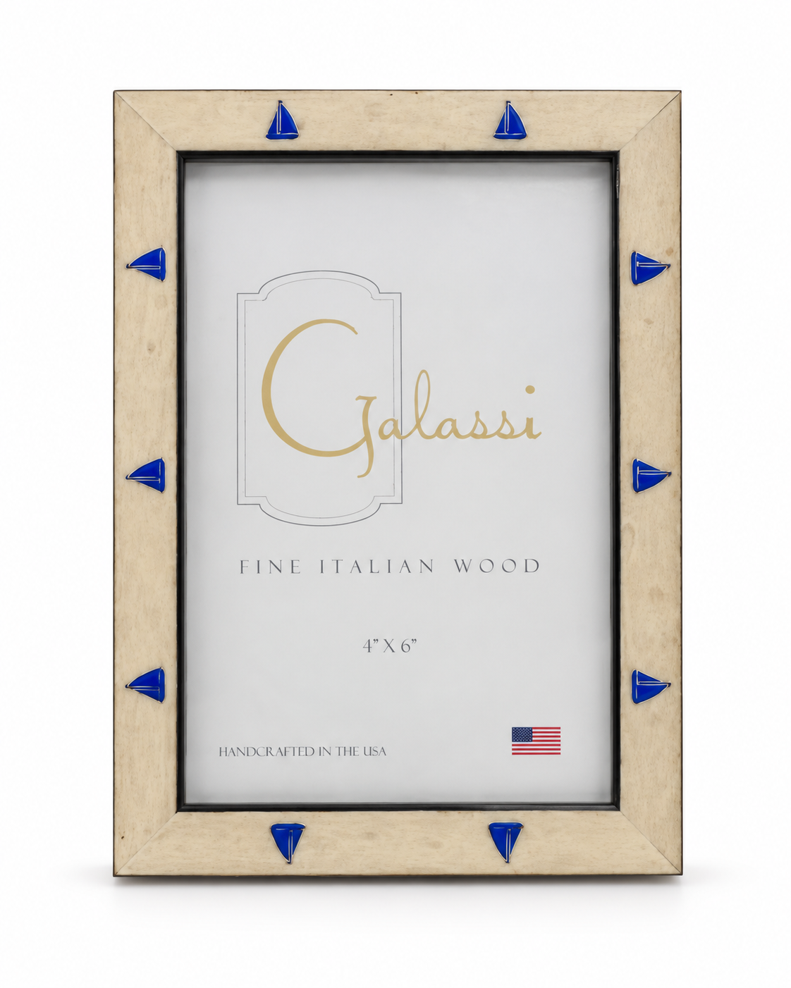 4x6 White Burl w/ Blue Boat Picture Frame