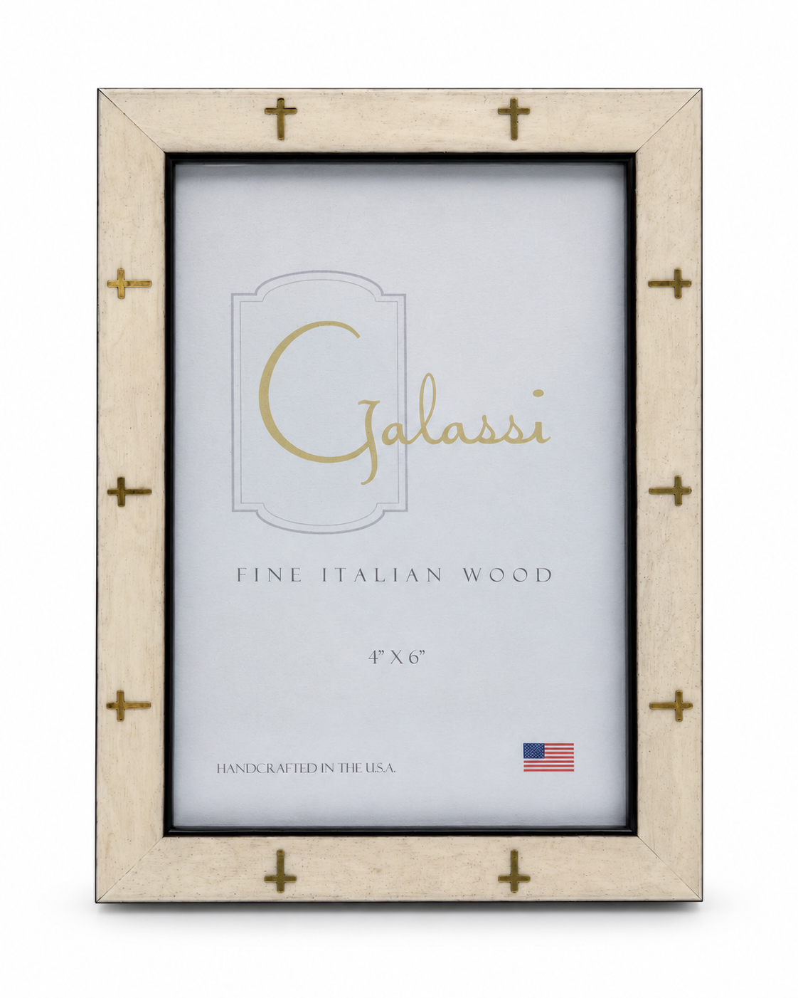 4x6 White Burl w/ Gold Cross Picture Frame