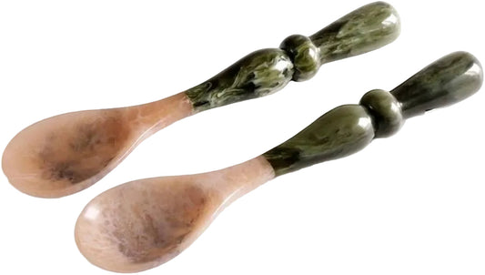 Resin Malachite Salad Servers (Green)