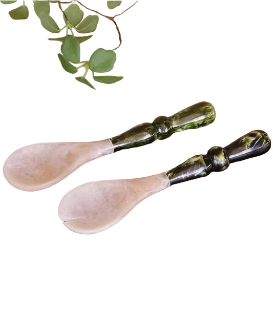 Resin Malachite Salad Servers (Green)
