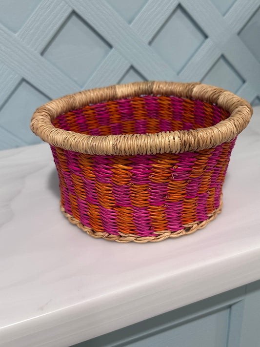 Pink/Orange Gingham Basket