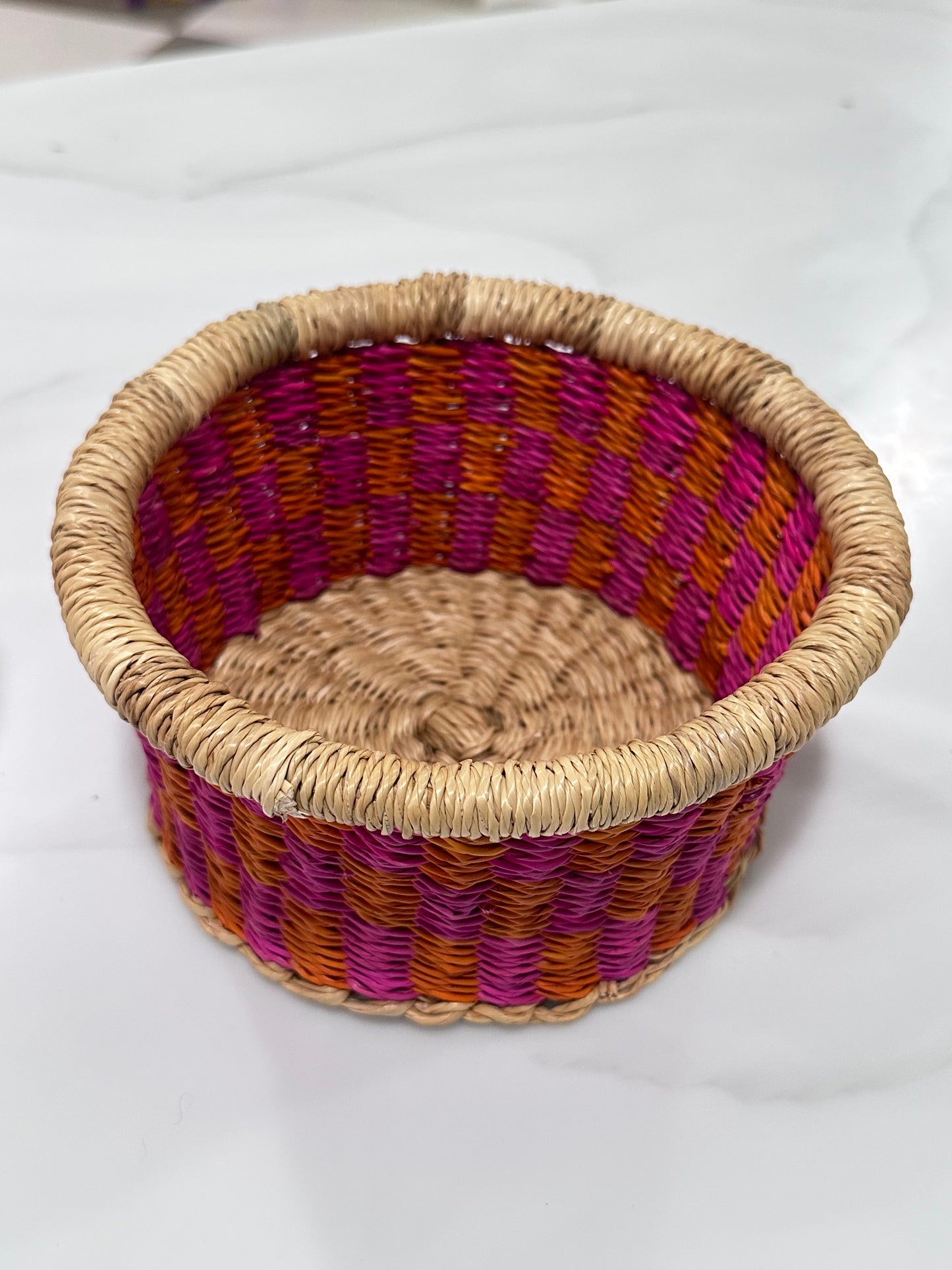 Pink/Orange Gingham Basket
