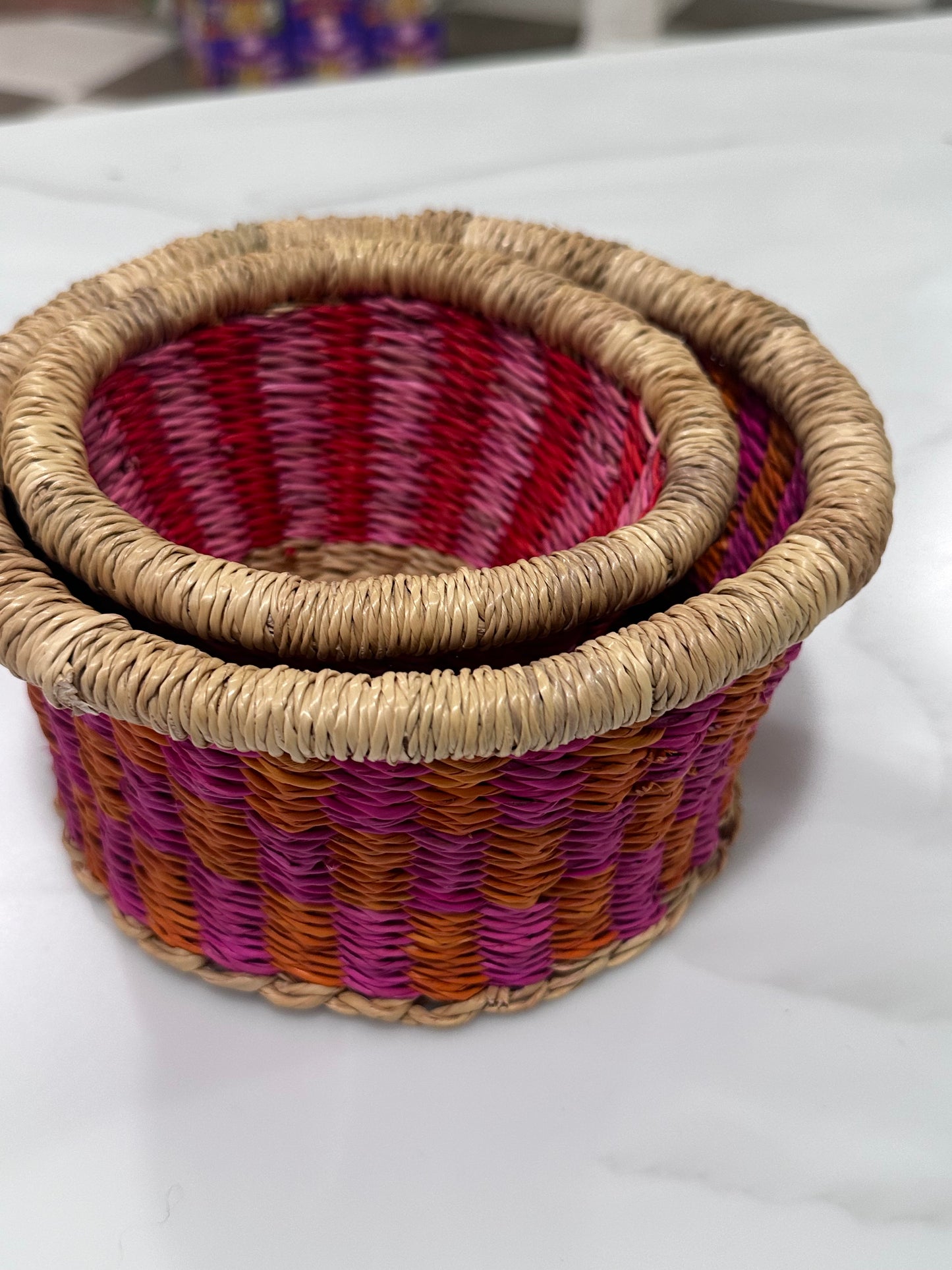 Pink/Orange Gingham Basket