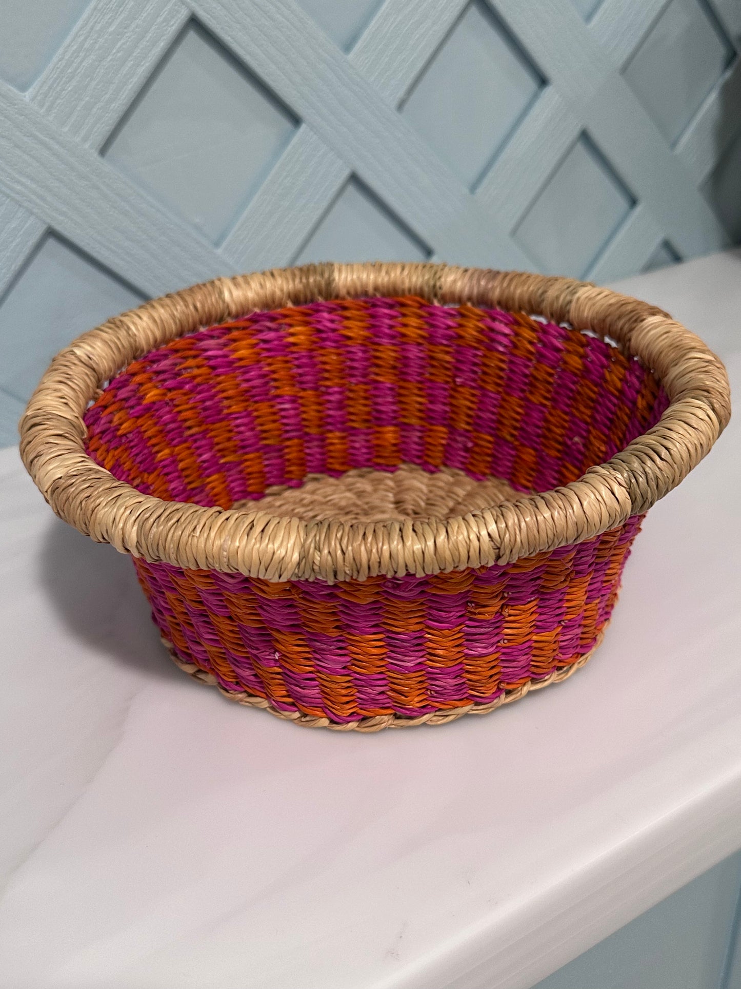Pink/Orange Gingham Basket