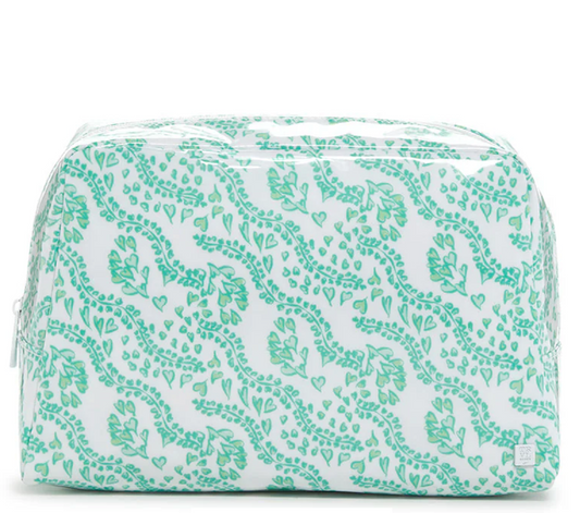Large Kelly Green Heart Gloss Wash Bag