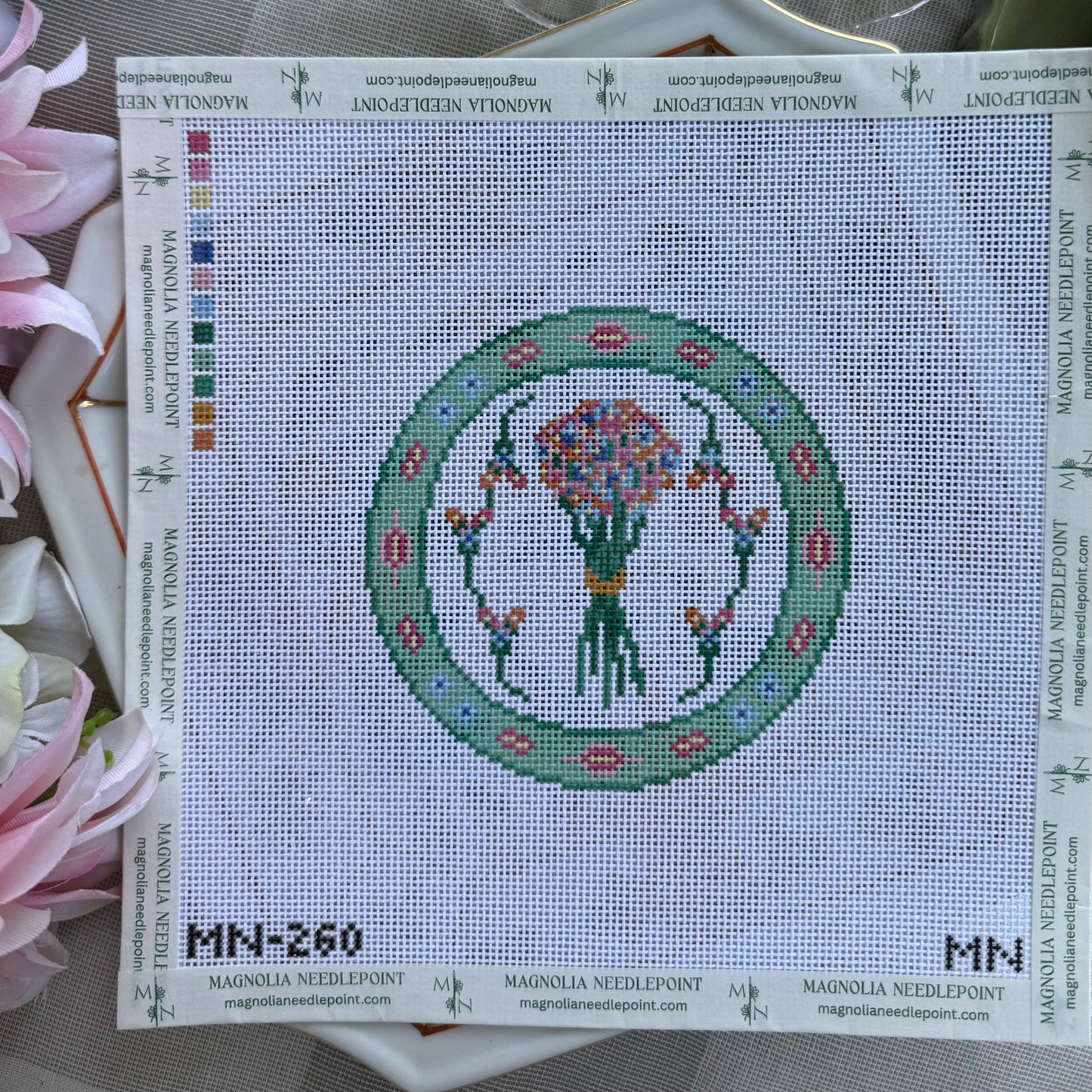 Fresh Cut Blooms Plate Needlepoint Canvas