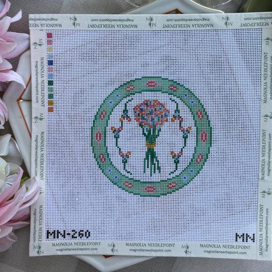 Fresh Cut Blooms Plate Needlepoint Canvas