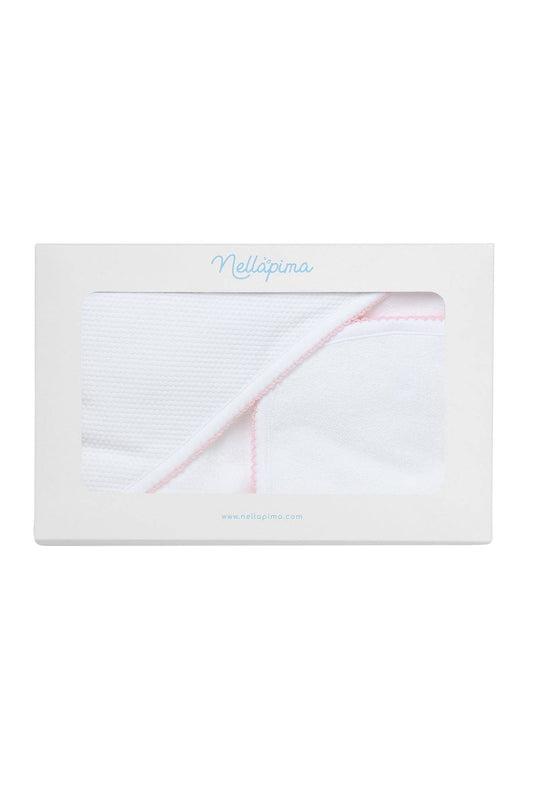 White/Pink Bubble Hooded Baby Towel Set