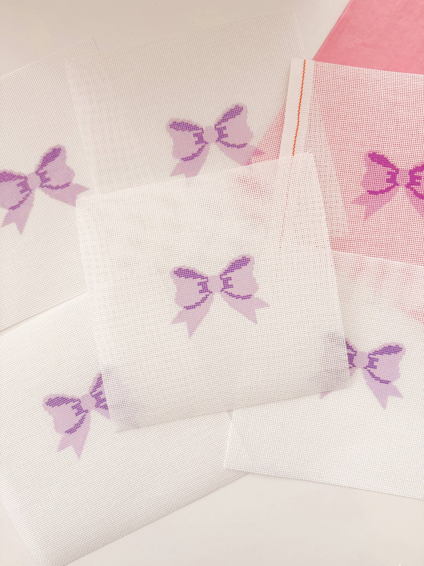Purple Bow Coquette Needlepoint Canvas, 18 Mesh, 2"x3” Bow