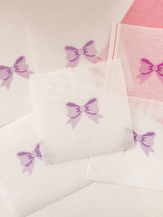 Purple Bow Coquette Needlepoint Canvas, 18 Mesh, 2"x3” Bow