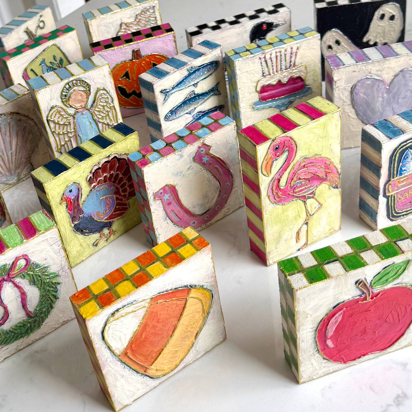 Horseshoe Pastel Textured Handpainted Wood Art