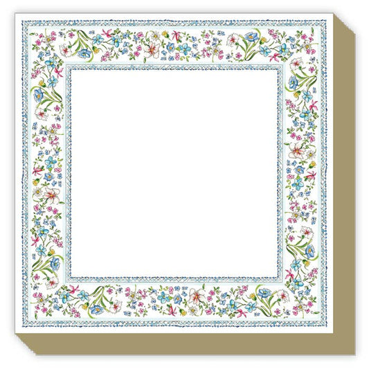 Handpainted Blue Botanical Border Luxe Notepad