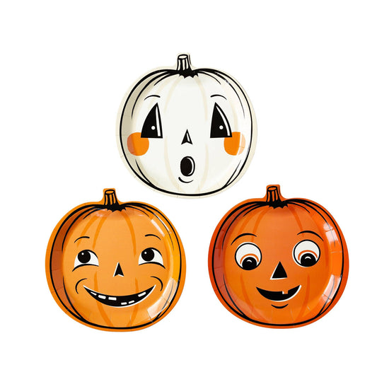 Vintage Halloween Pumpkin Shaped Paper Plate