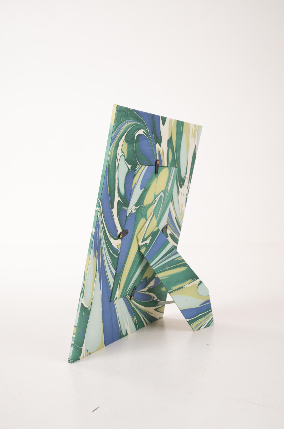 Green and Blue Hand-Marbled Large Wall Picture Frame