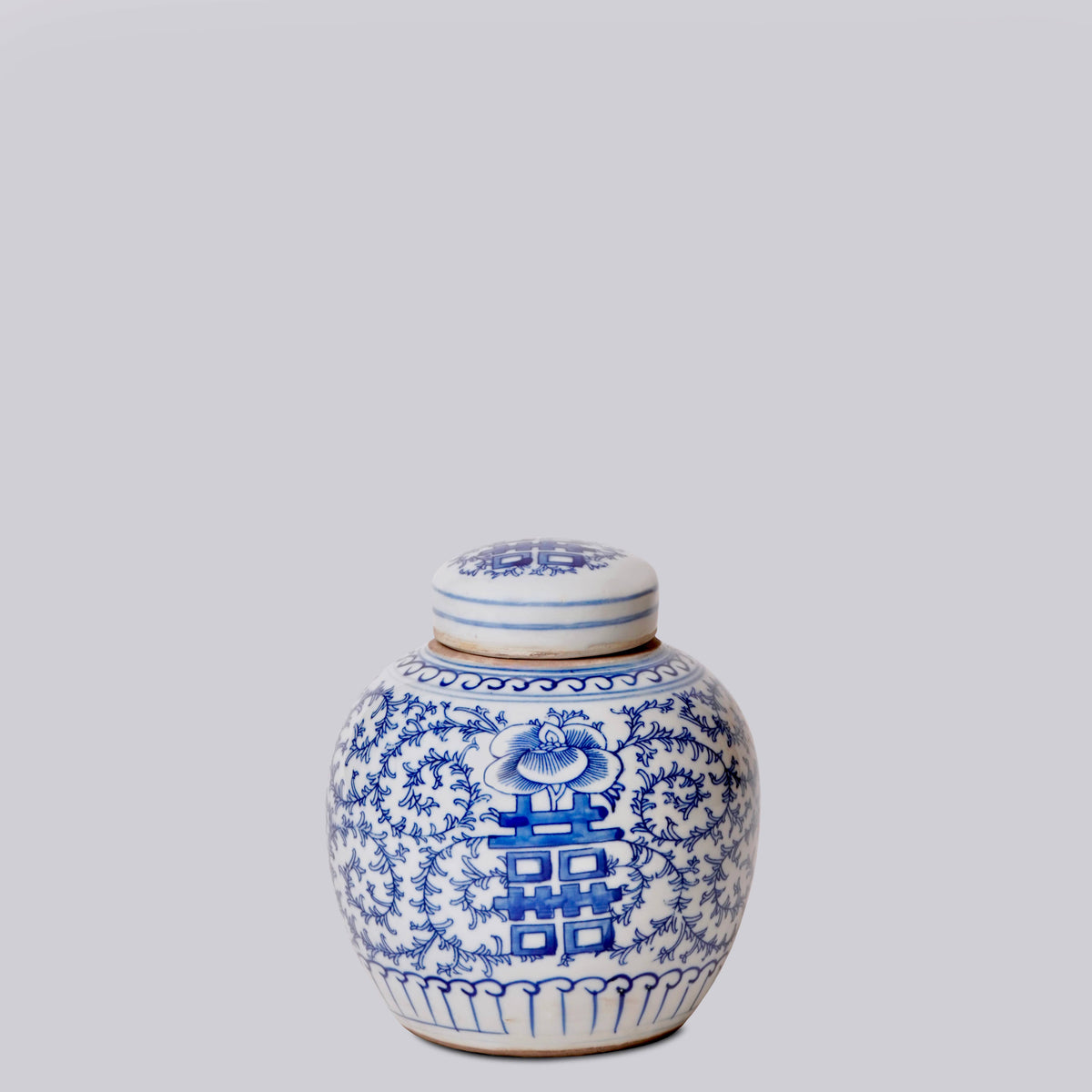 Blue and White Porcelain Scrolling Peony Round Storage Jar