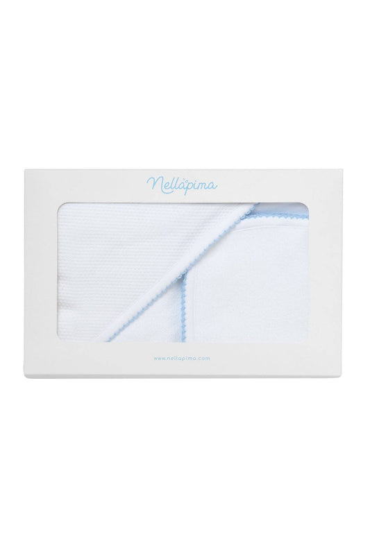 White/Blue Bubble Hooded Baby Towel Set