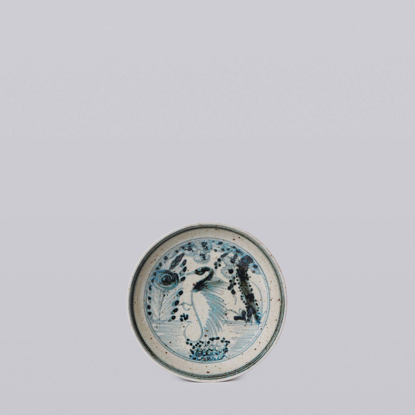 Small Blue Porcelain Dancing Crane Dish