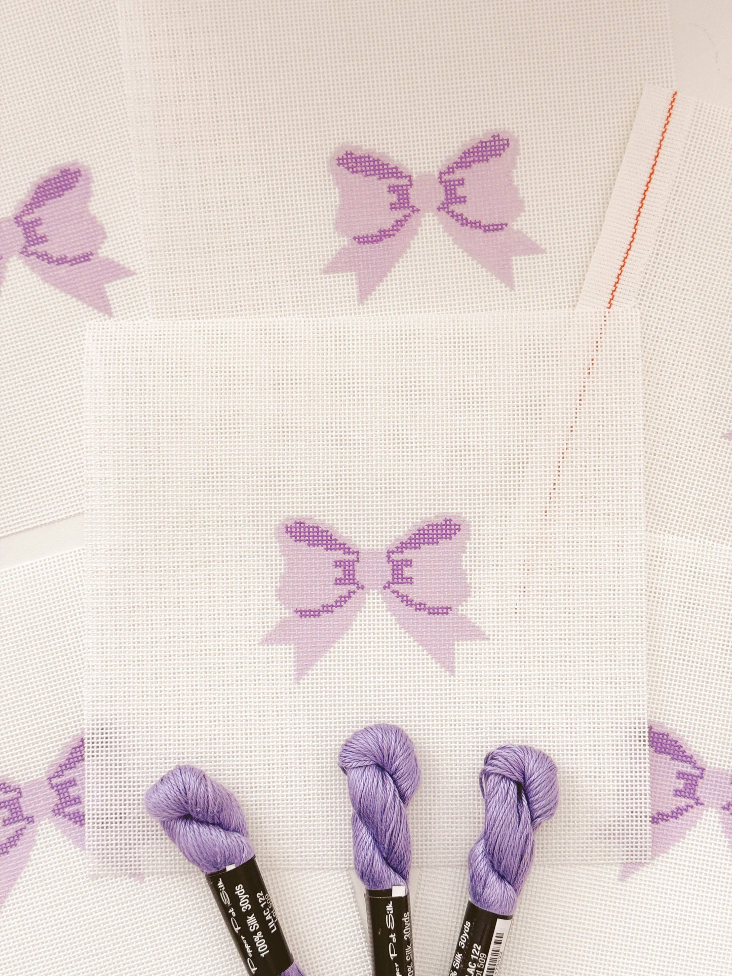 Purple Bow Coquette Needlepoint Canvas, 18 Mesh, 2"x3” Bow