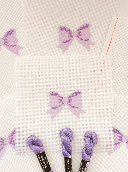 Purple Bow Coquette Needlepoint Canvas, 18 Mesh, 2"x3” Bow