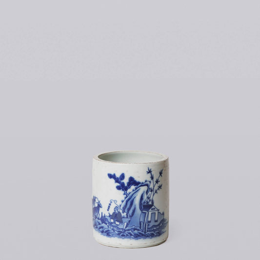Blue and White Porcelain Shepherd Cachepot