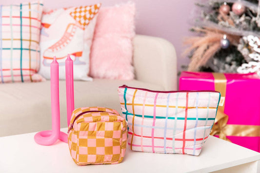 Pretty Plaid Puffy Tweedle Dum Makeup Pouch