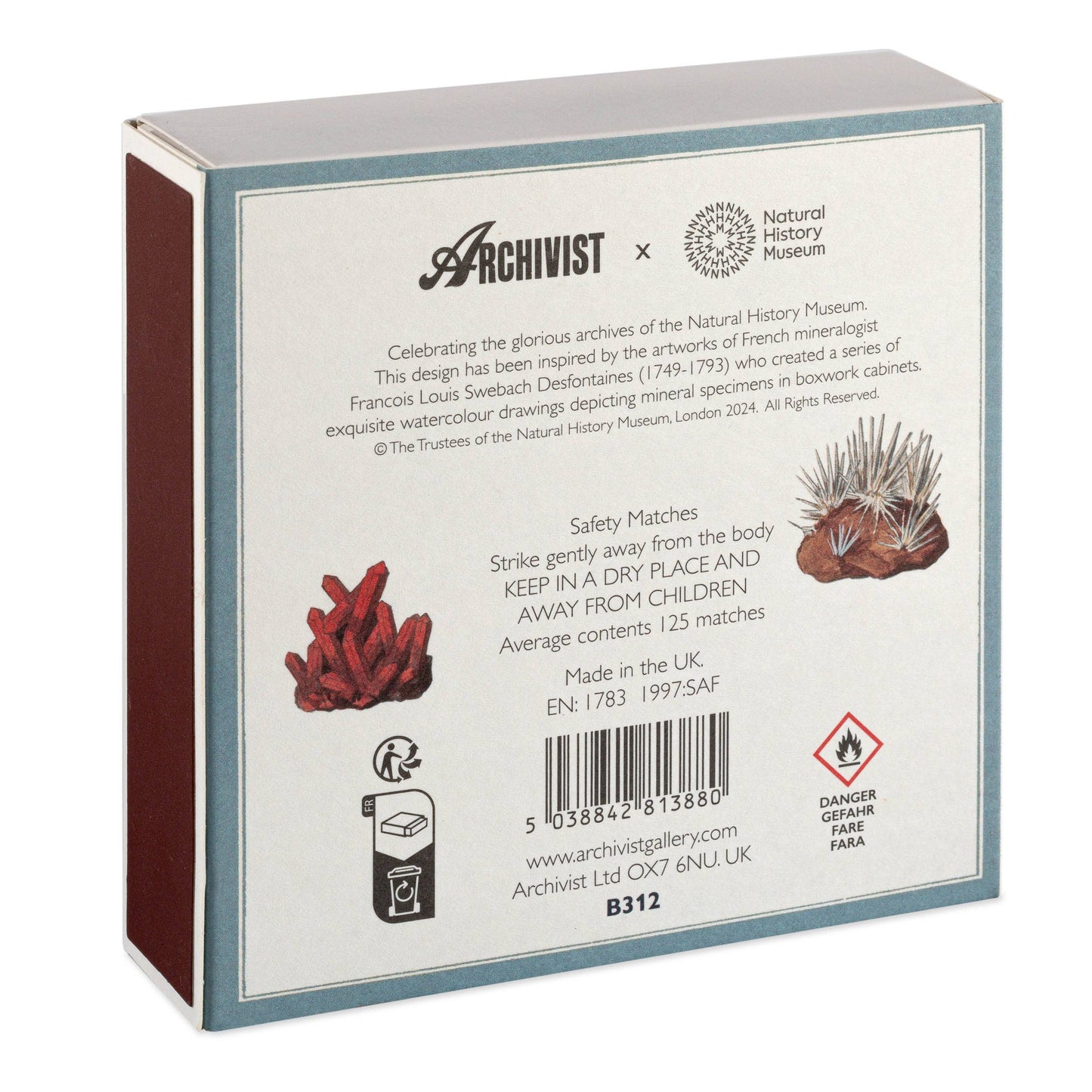 Natural History Museum Minerals  | Square Safety Matches