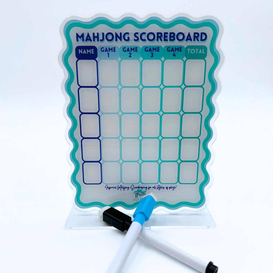 Mahjong Scoreboard| Scalloped Dry Erase Board with Stand & Markers