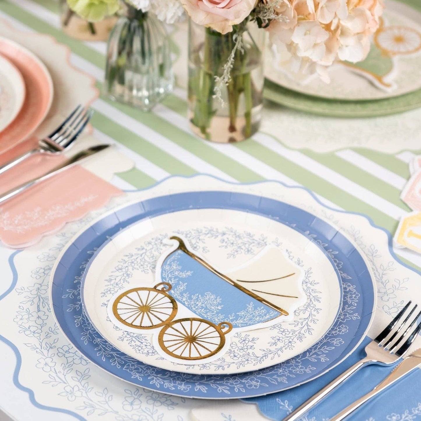 Floral Elegance Blue Dinner Plate