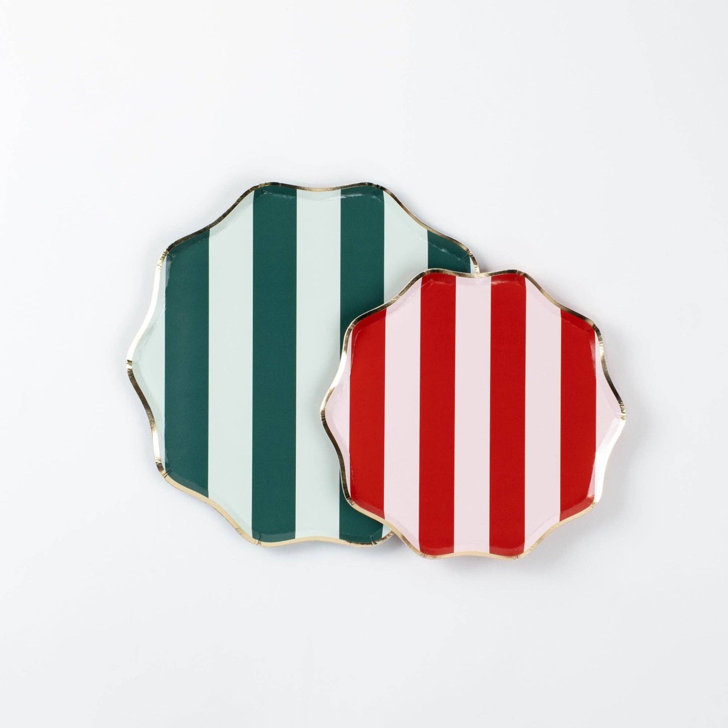Green Holiday Stripes Dinner Plates