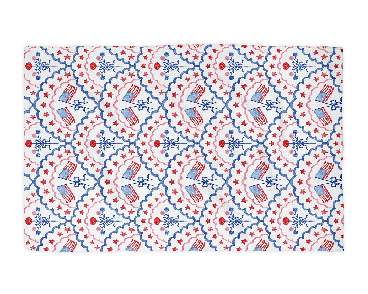 Red White Blue Flag Kitchen Towel Waffle
