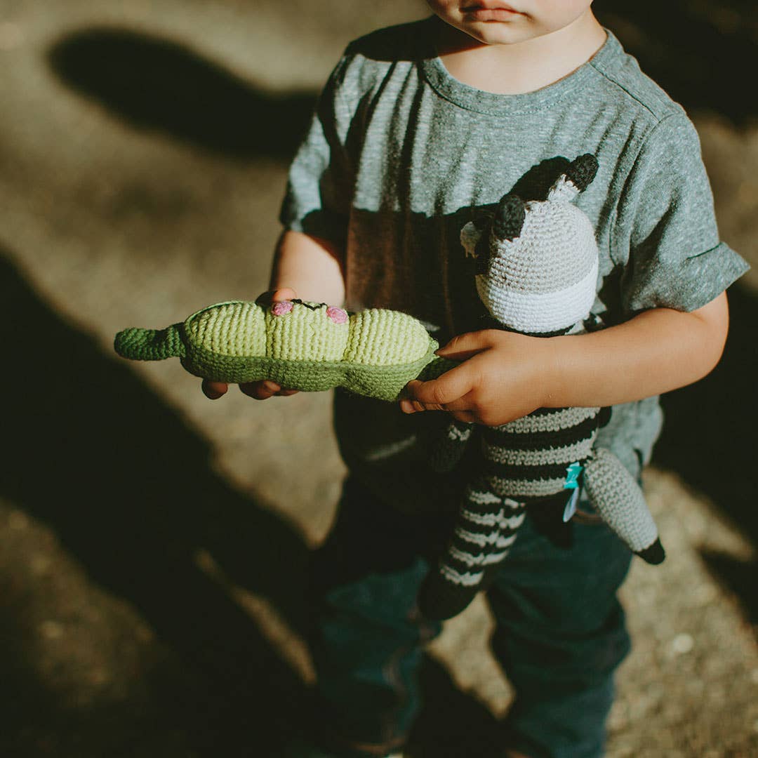 Green Peapod Baby Rattle