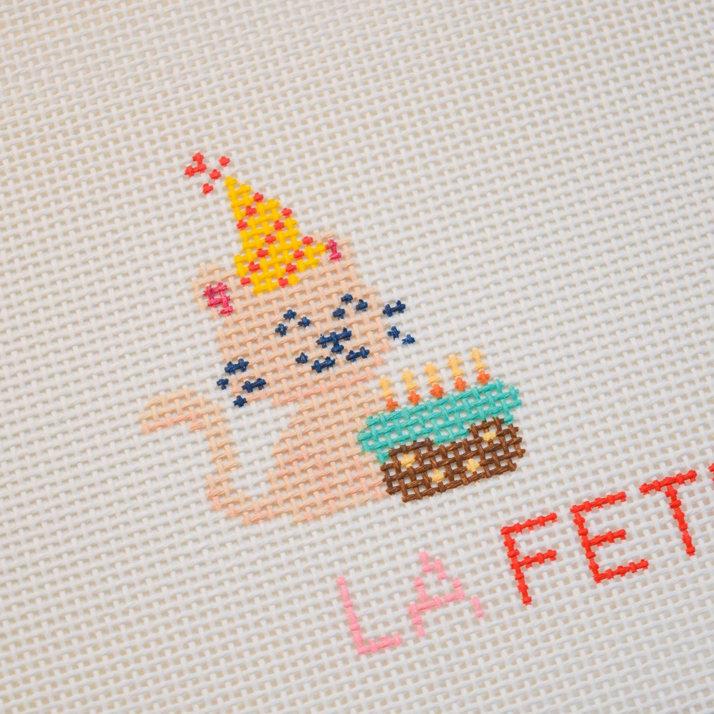 Party Animals - Party Kitty Hand Painted Needlepoint Canvas