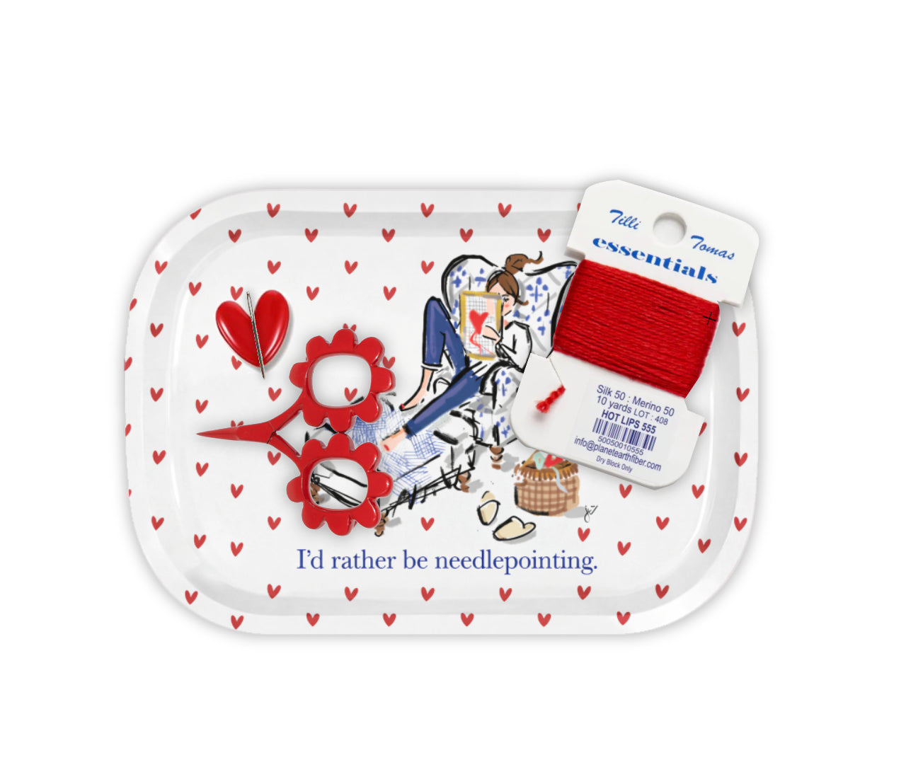 I'd Rather Be Needlepointing Metal Catchall Tray