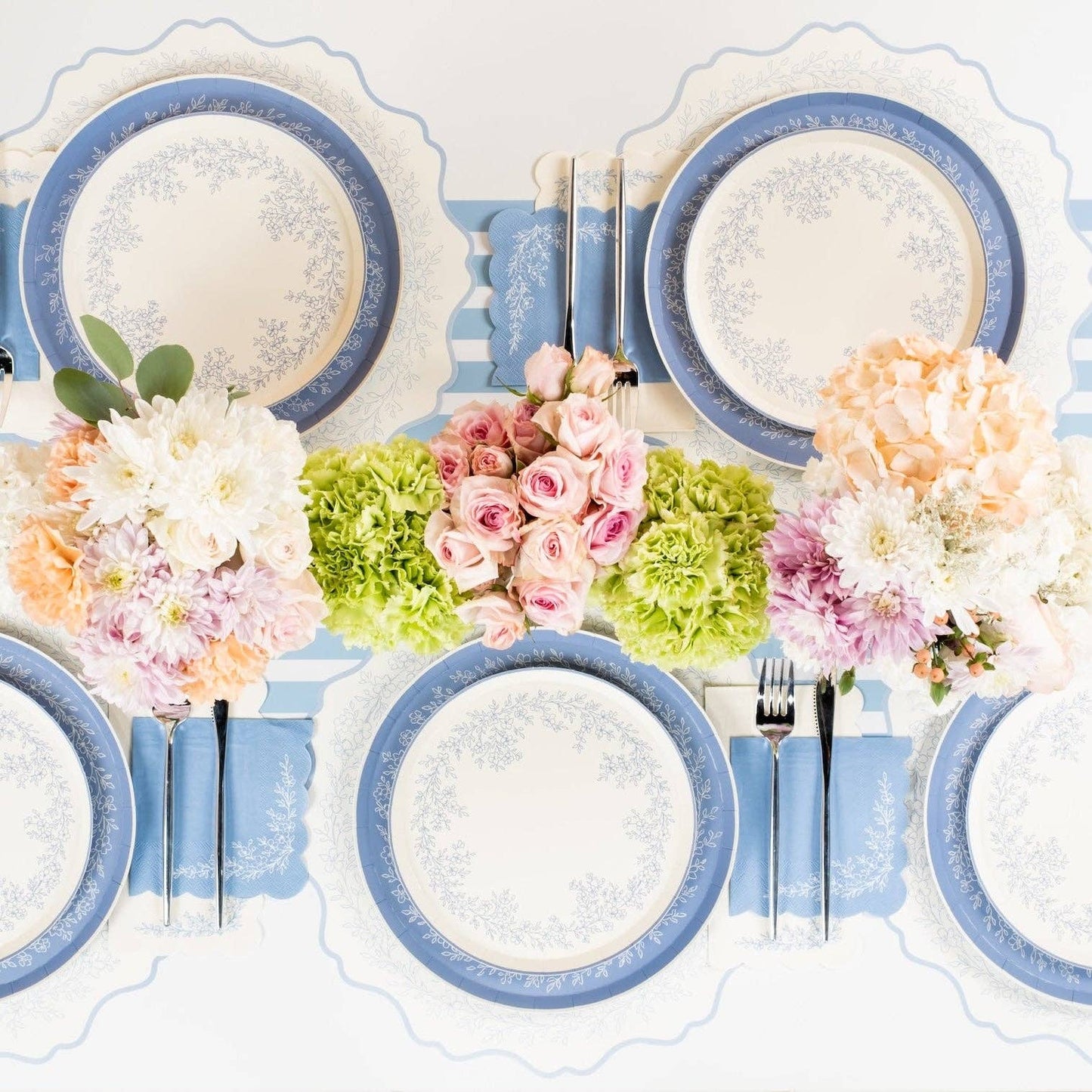 Floral Elegance Blue Dinner Plate