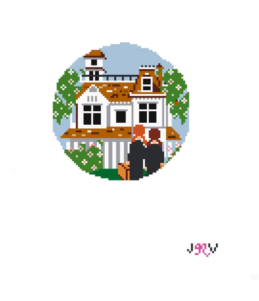 Practical Magic Round Needlepoint Canvas