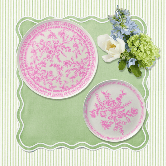 Bamboo Pink Toile Large Plates