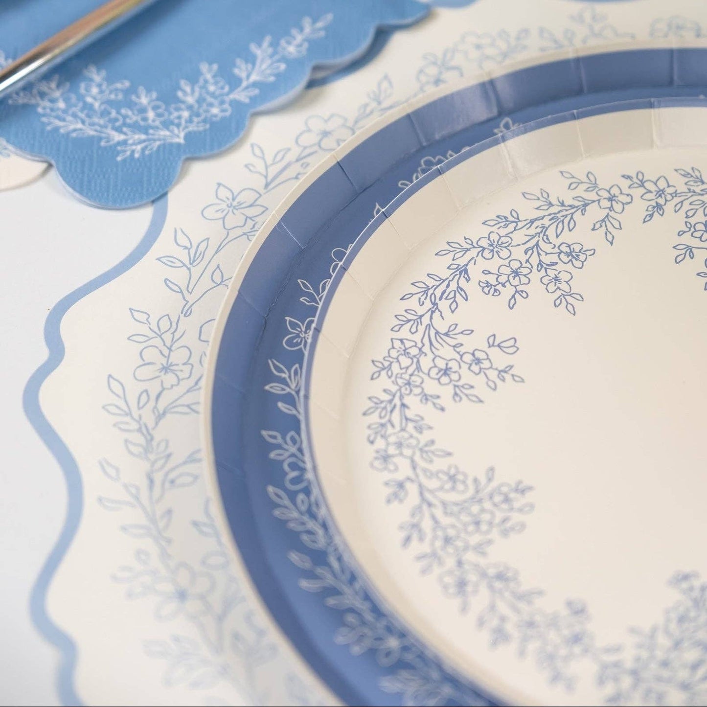Floral Elegance Blue Dinner Plate