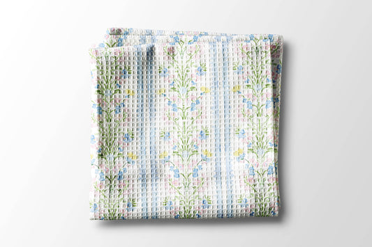 Chinoiserie Grandmillennial Kitchen Towel Blue Preppy Floral