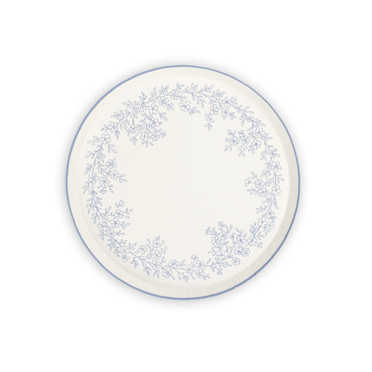 Floral Elegance Blue Dessert Plates