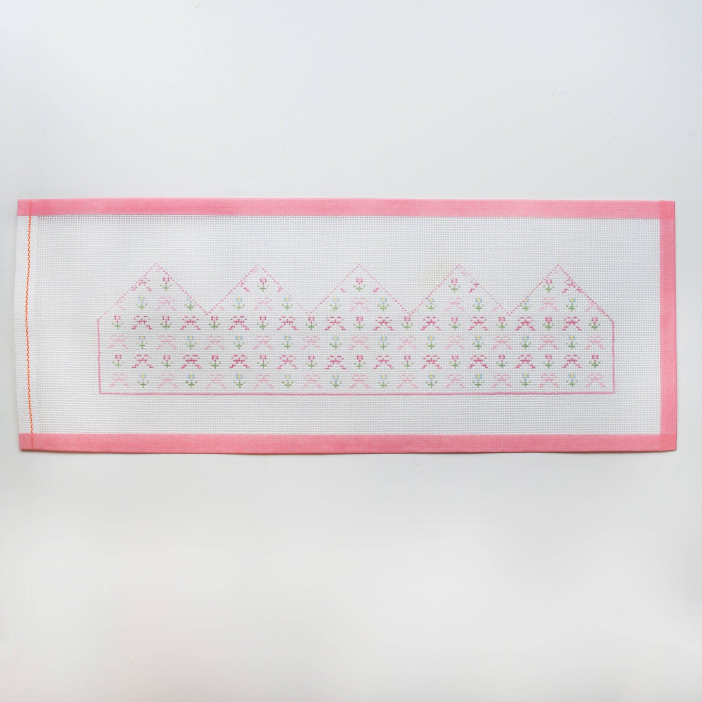 Floral and Bow Birthday Crown Hand Painted Needlepoint Canvas