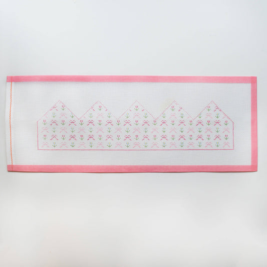 Floral and Bow Birthday Crown Hand Painted Needlepoint Canvas