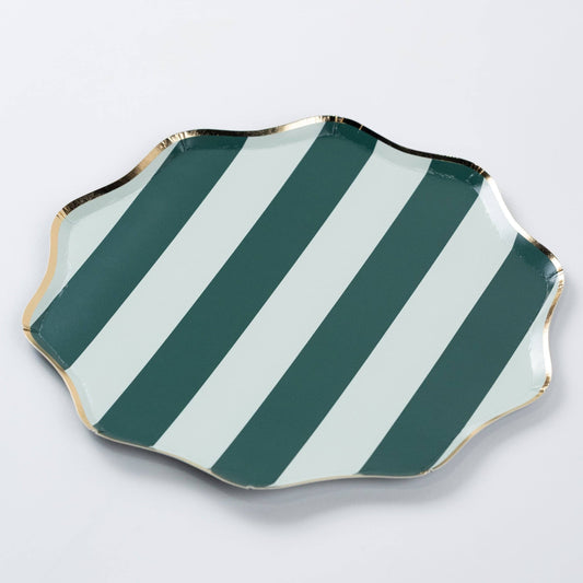 Green Holiday Stripes Dinner Plates