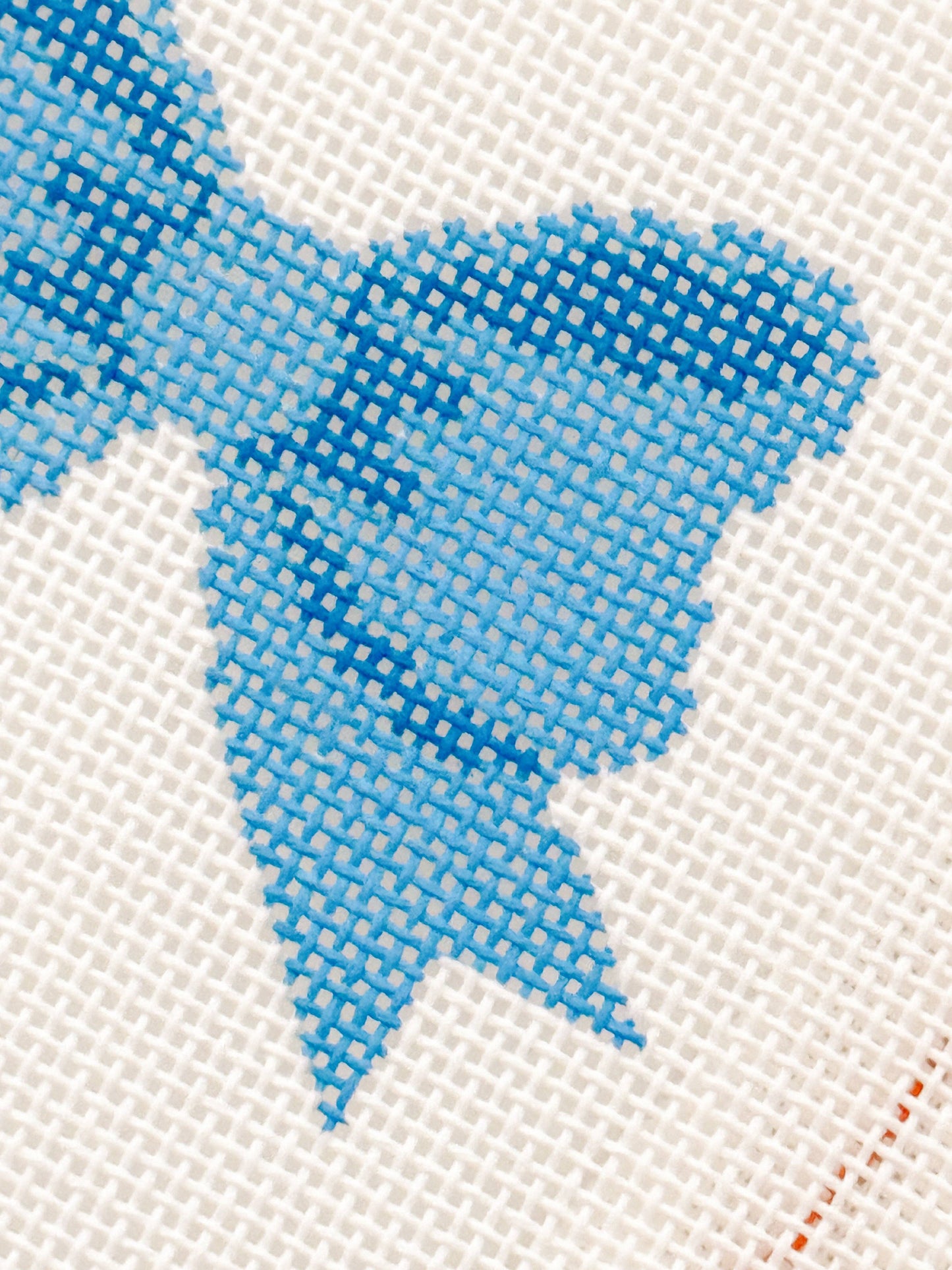 Blue Bow Coquette Needlepoint Canvas, 18 Mesh, 2"x3”