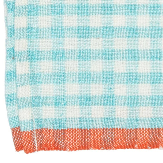 Aqua Red Gingham Kitchen Towels