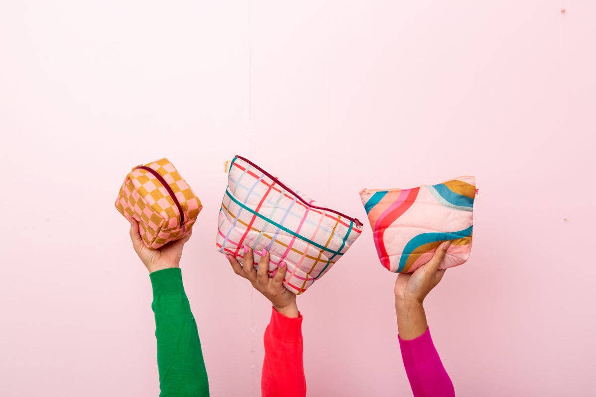 Pretty Plaid Puffy Tweedle Dum Makeup Pouch